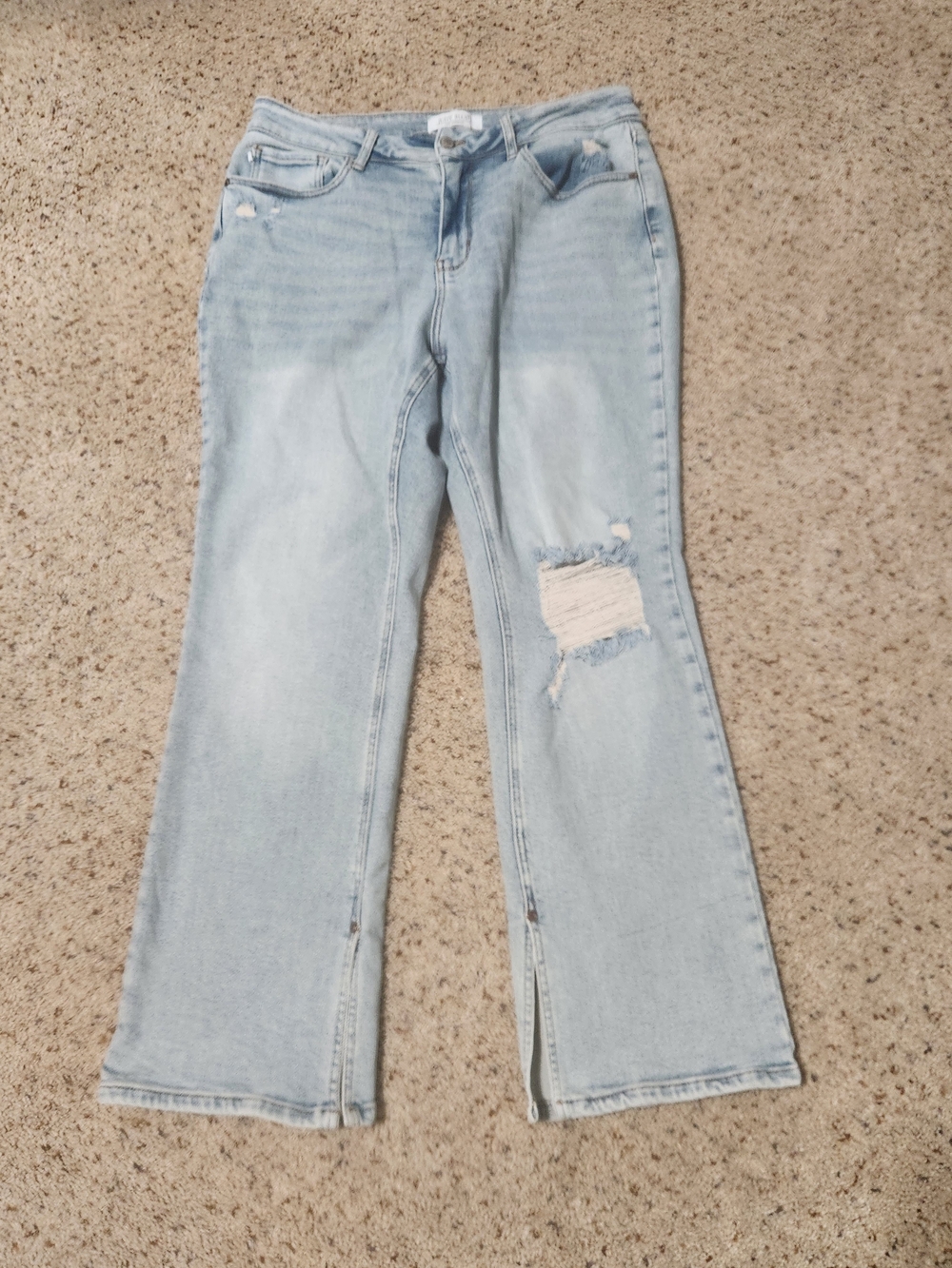 NWOT Judy Blue High Waist Destroyed Straight Leg Jeans Slit Hem Plus 16W